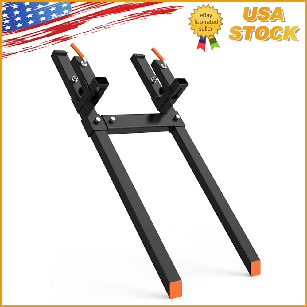 60" 2000LBS Clamp On Pallet Forks with Adjustable Stabilizer for Tractor Loader