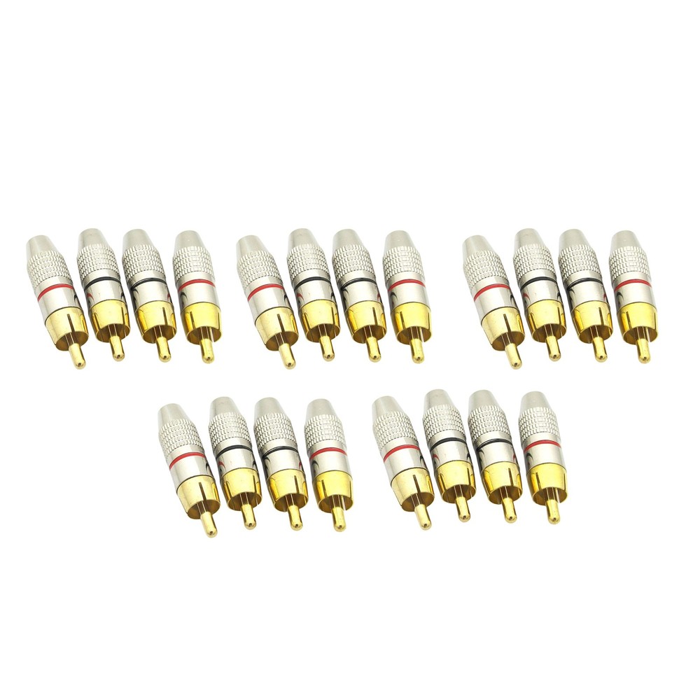 20PCS RCA Male Adapter Plug With Color-Coded for Easy Polarity Identification