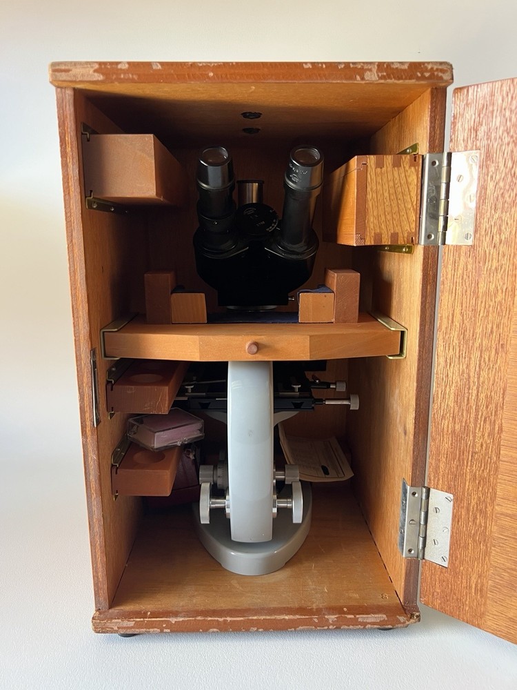Tiyoda Type “L” Binocular Microscope w/ Wooden Box