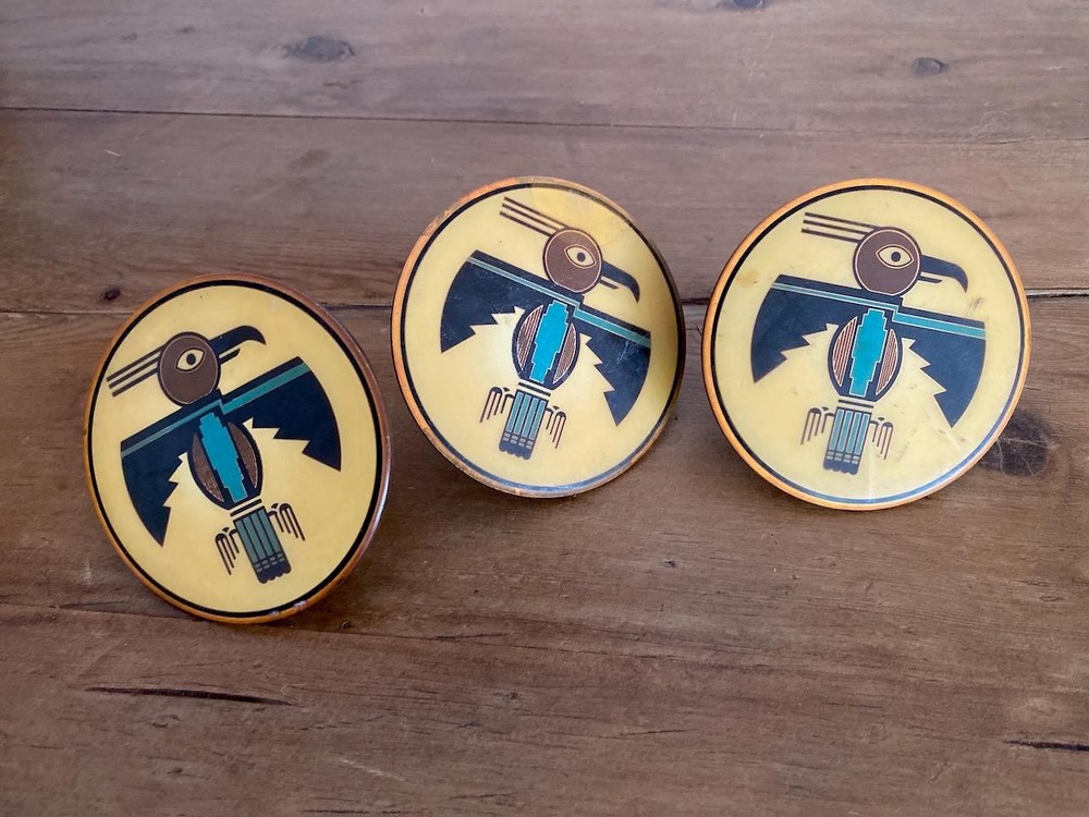 Thunder Bird Navajo Thick Copper inlaid 3.5" size Thick Heavy Hardware KNOBS  3