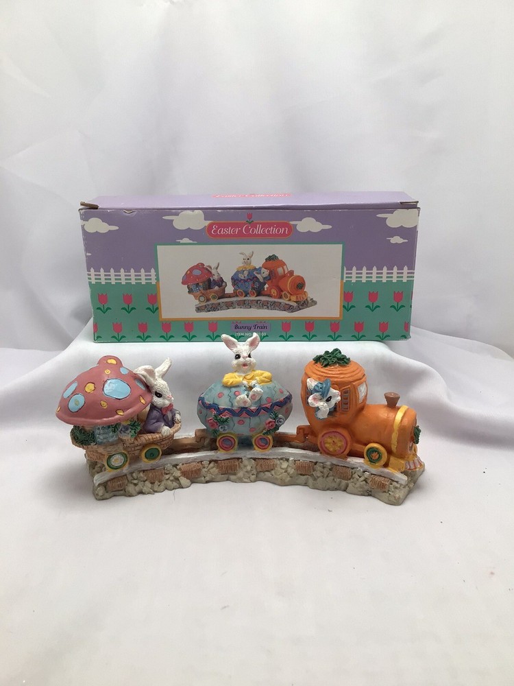 Vntg Easter Collection Mini Easter Bunny Train Spring decor 1995 item no. 62105