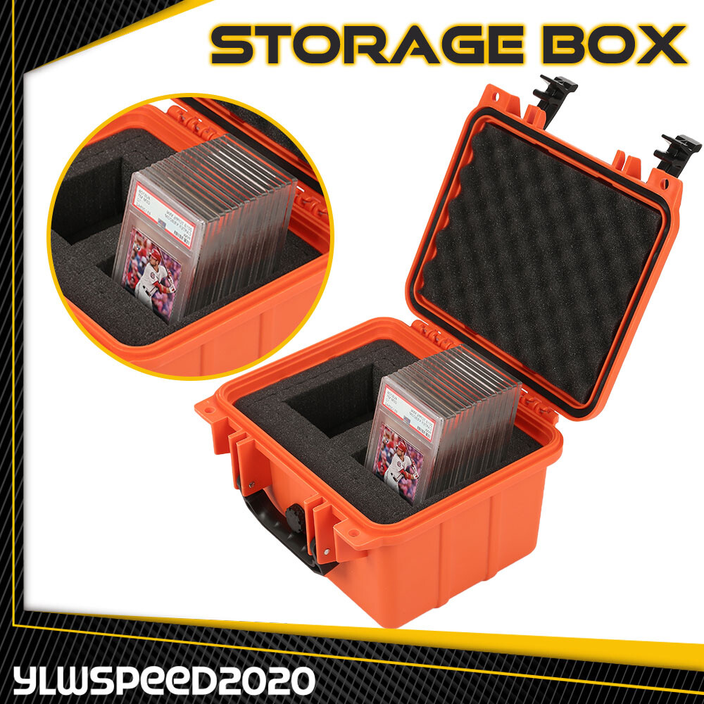 Graded Card Storage Box Deep Travel Waterproof Case Slab Holder Protector Orange