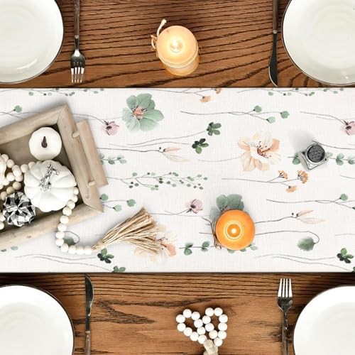 Wildflowers Spring Table Runner, Rustic 13" x 72", Table Runner Floral