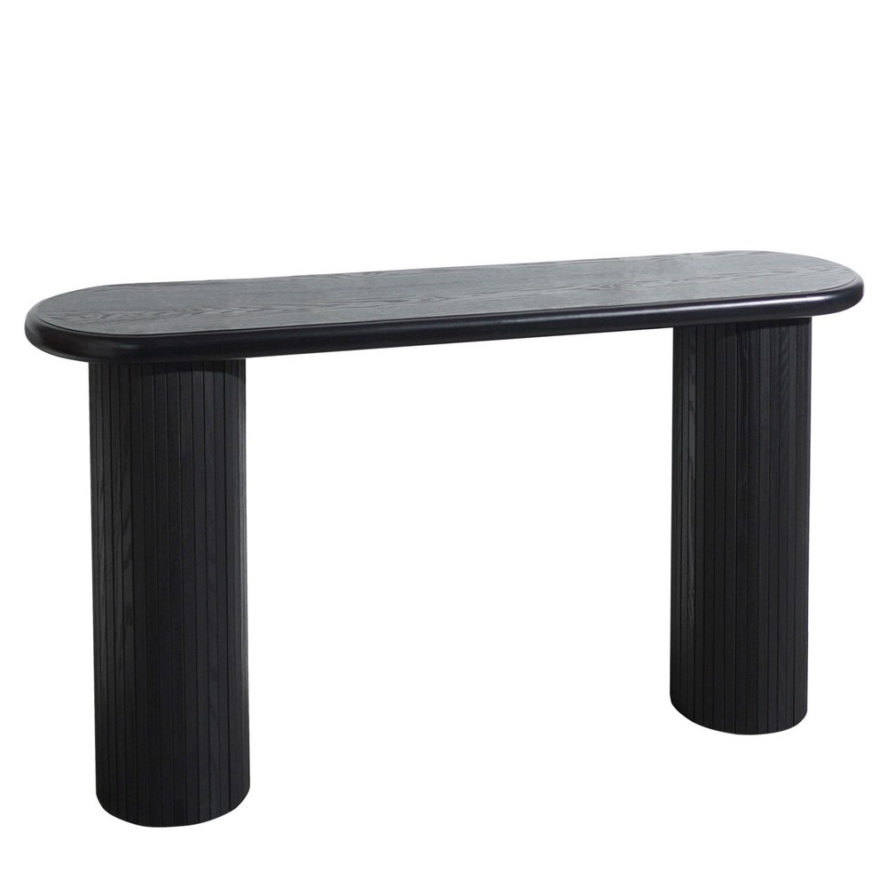 Wood Console Table, Modern Black Console Table, 56" W fluted entryway table,Bla