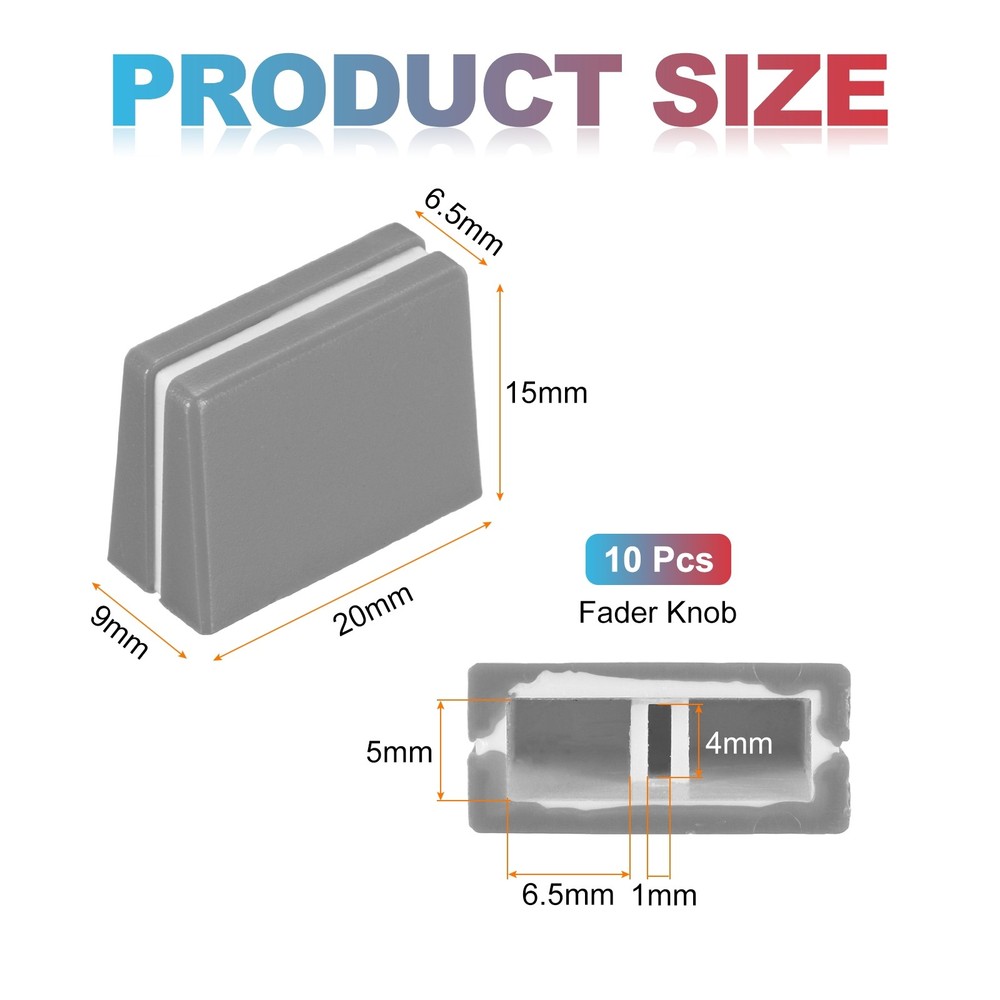 Universal Fader Knobs, Grey Mixer Fader Caps Plastic for DJ Console, 10Pcs