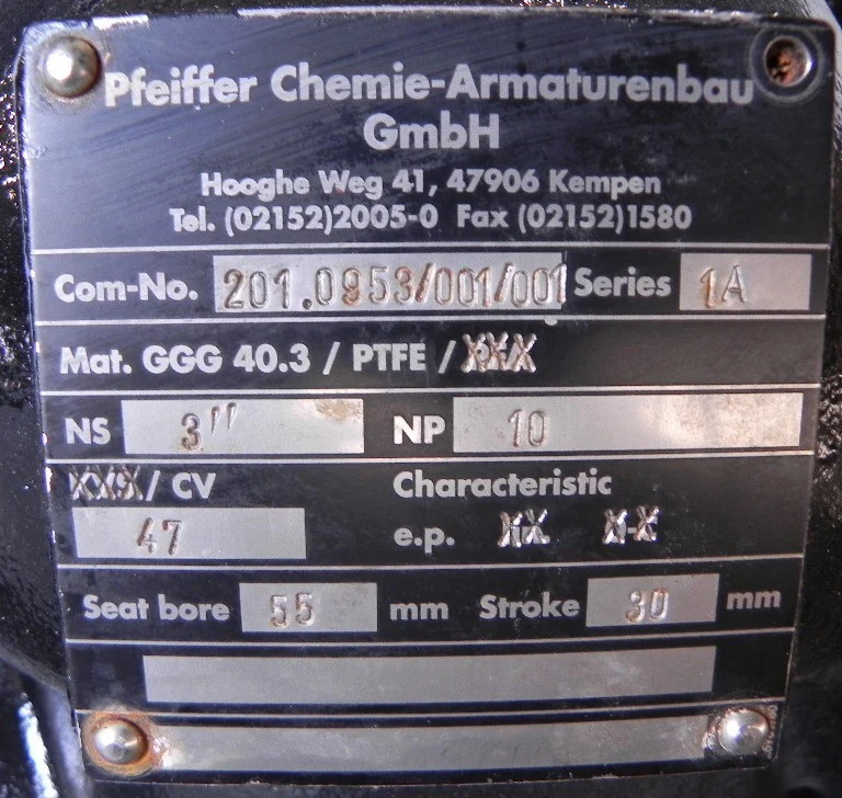 Samson-Pfeiffer Spherical Valve 1A 3"