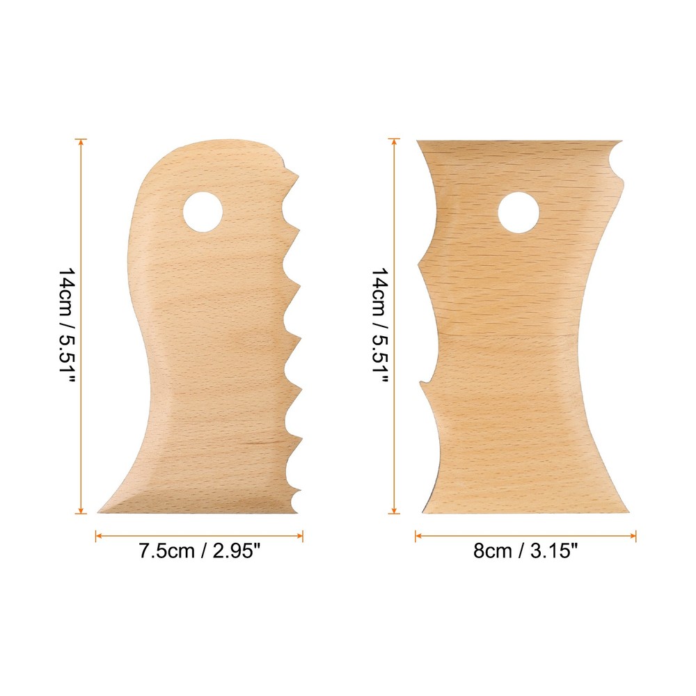 2pcs Pottery Ribs Trimming Tools Beech Pottery Profile Big Wave Design Shaping