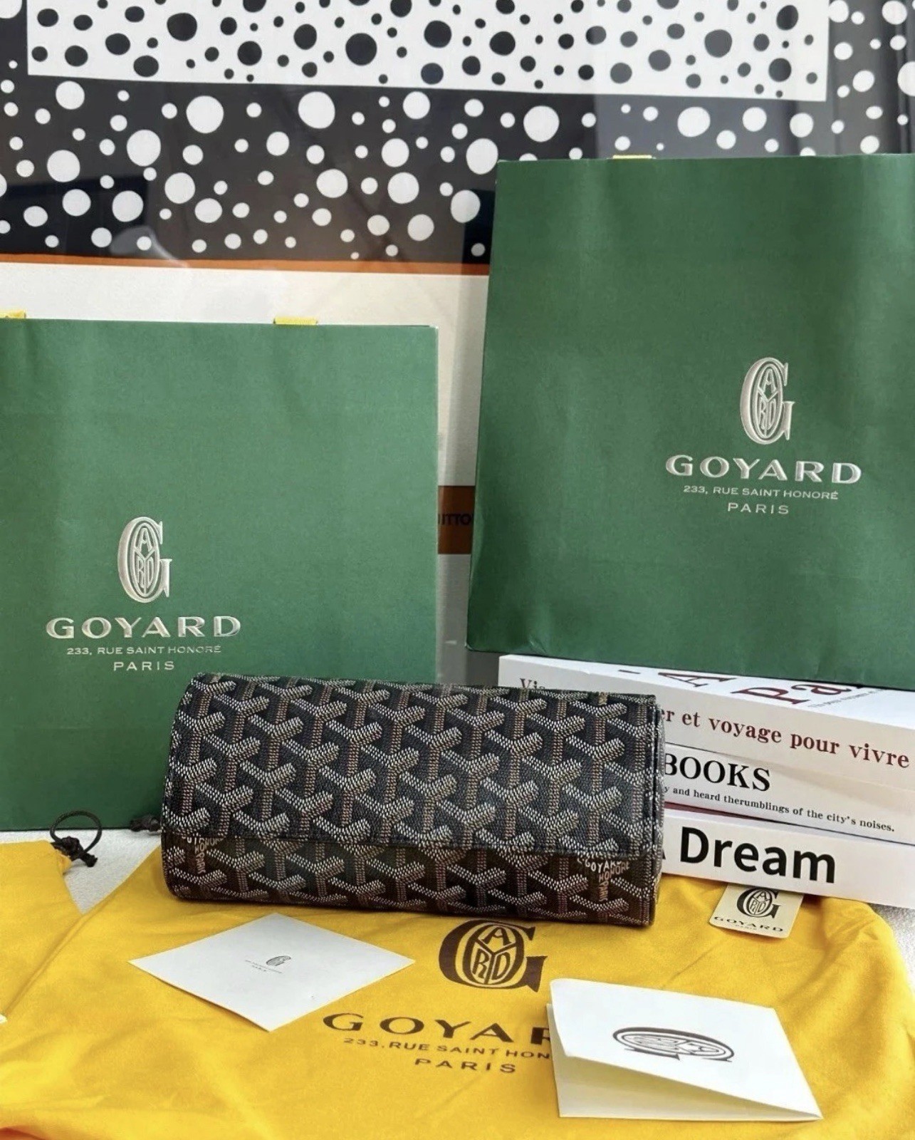 Goyard Travel Watch Case 3 Holder Black Leather