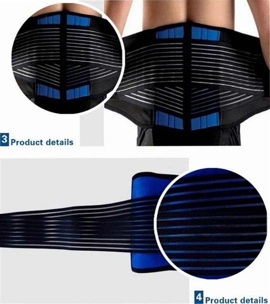 Deluxe Neoprene Double Pull Lumbar Lower Back Support Brace Exercise Belt Wai...