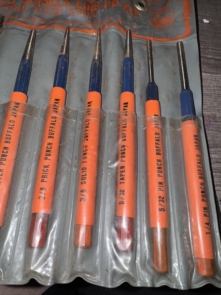 Buffalo Tools Nos 10pc Punch Chisel Set Japan PC-10vc Extra Long Lineup Kit Rare