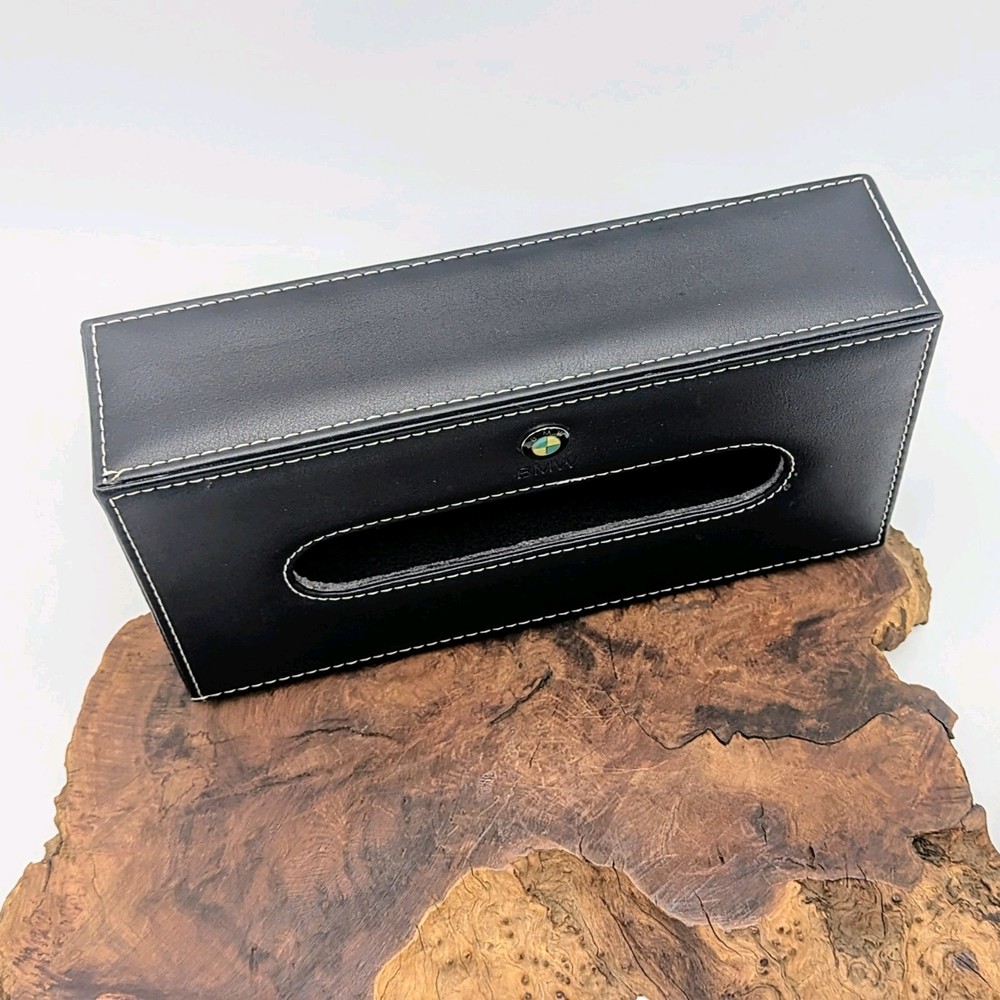 BMW Vintage Tissue Box Holder Cover Rectangular Black 10"