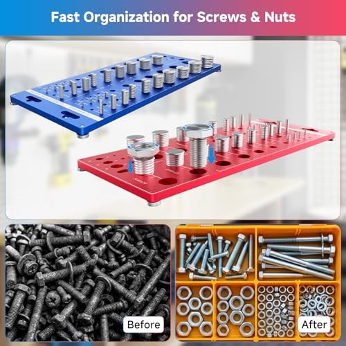 66 Nut and Bolt Thread Checker, Bolt Size and Thread Gauge with 27 Standard &