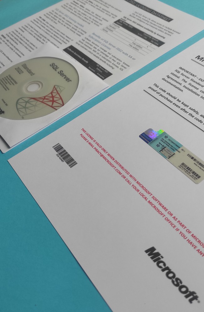 SQL Server 2022 Standard 24 Core Unlimited User CAL License, DVD & CoA