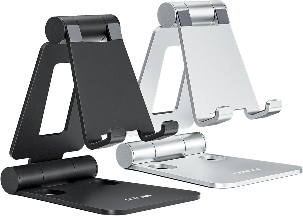 2 Pack Nulaxy Dual Folding Cell Phone Stand Fully Adjustable Foldable Desktop
