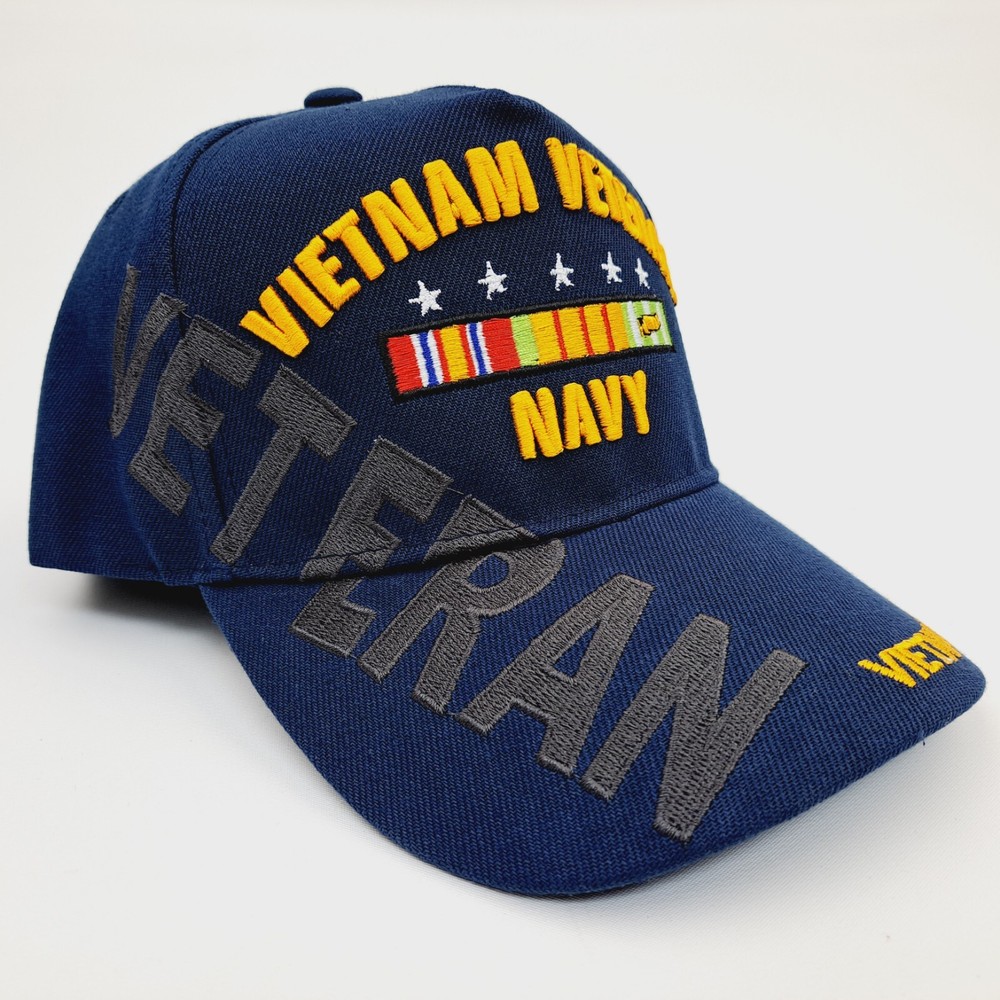 Vietnam Veteran Navy Embroidered Strapback Cap Blue