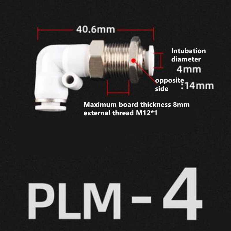 L-type Air Push In Fitting Quick Pneumatic Elbow Connector Male Thread Plastic
