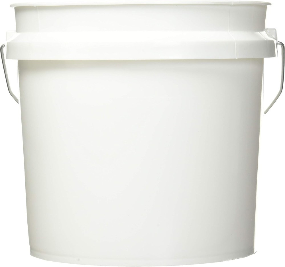 1-Gallon White Plastic Pail - Durable Paint Mixing Container for DIY Projects