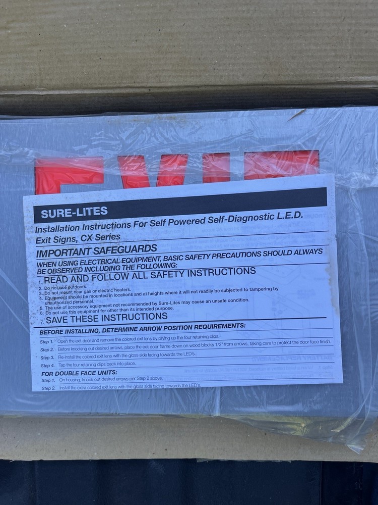 Cooper Sure Lites Brushed Aluminum Exit Sign with LED Light Emergency Exit