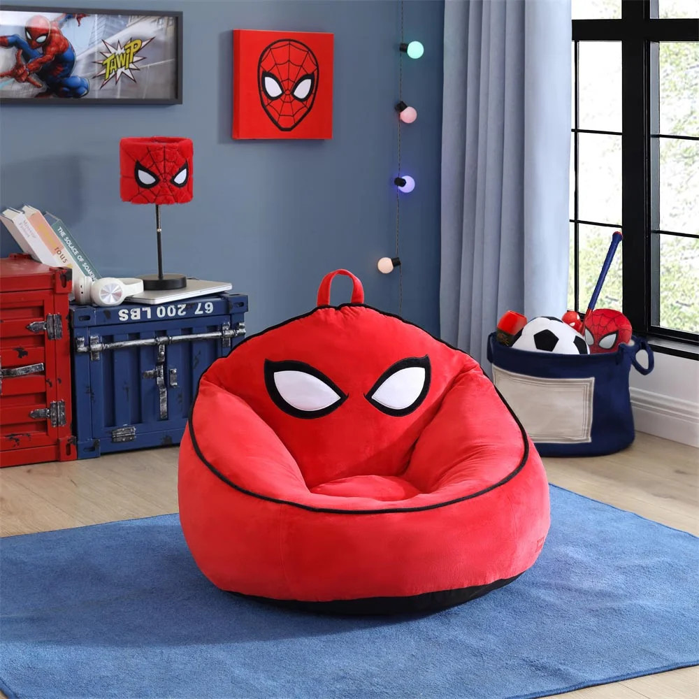 Marvel Spiderman Compressed Foam Bean Bag Chair for Kids, Red