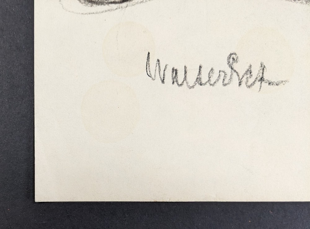 Walter Eck, seated nude, drawing, autographed