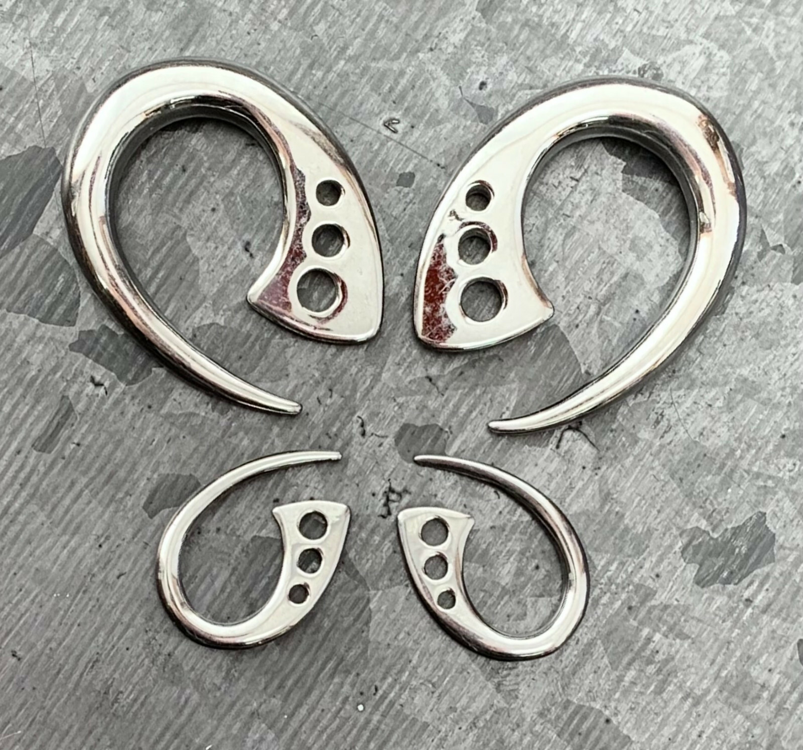 PAIR Surgical Steel Terrestrial Fin Tapers Ear Plug Earring Gauge Lobe Expander