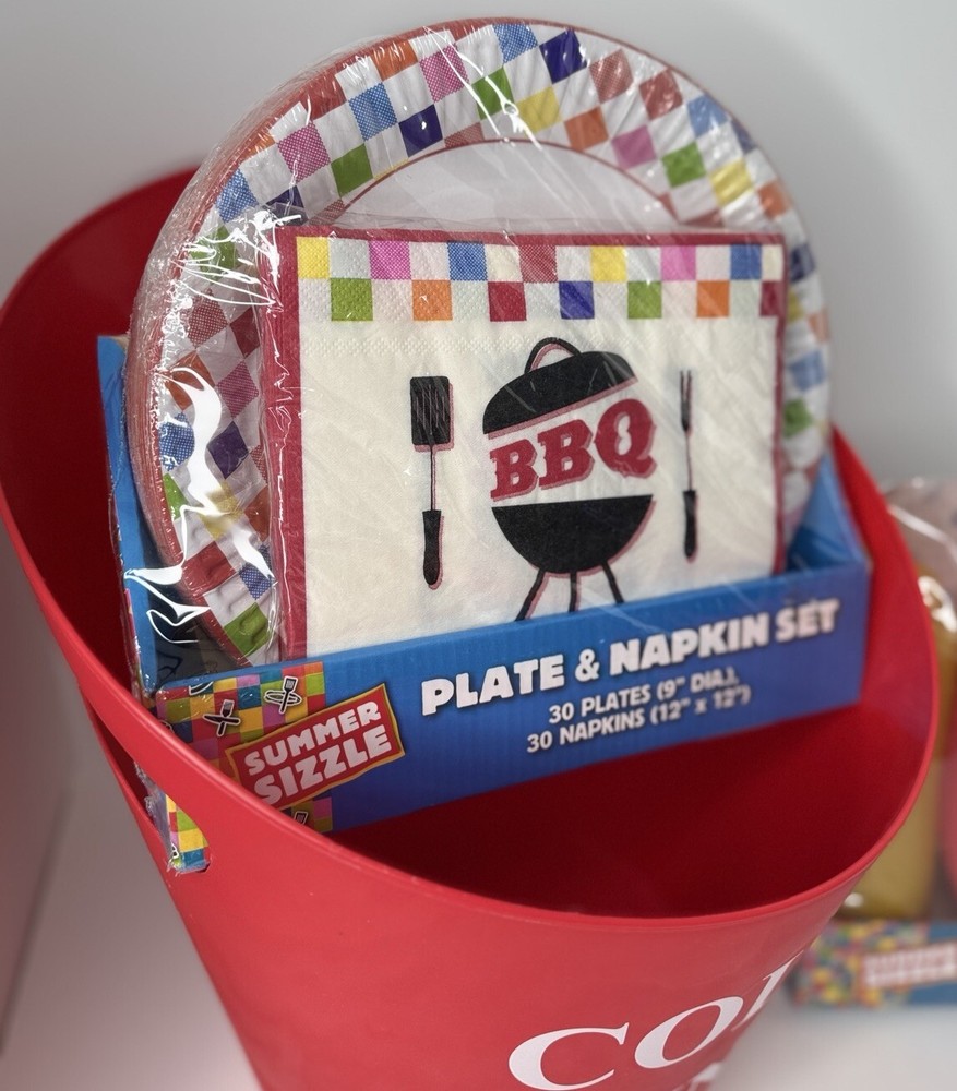 BBQ Picnic Set: Serving Set & Plate & Napkin Set With Cold Drinks Container