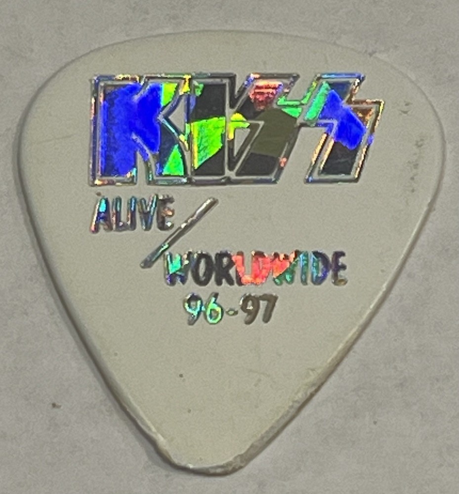 Kiss Gene Simmons Alive Worldwide Guitar Pick, White Fractured Prism