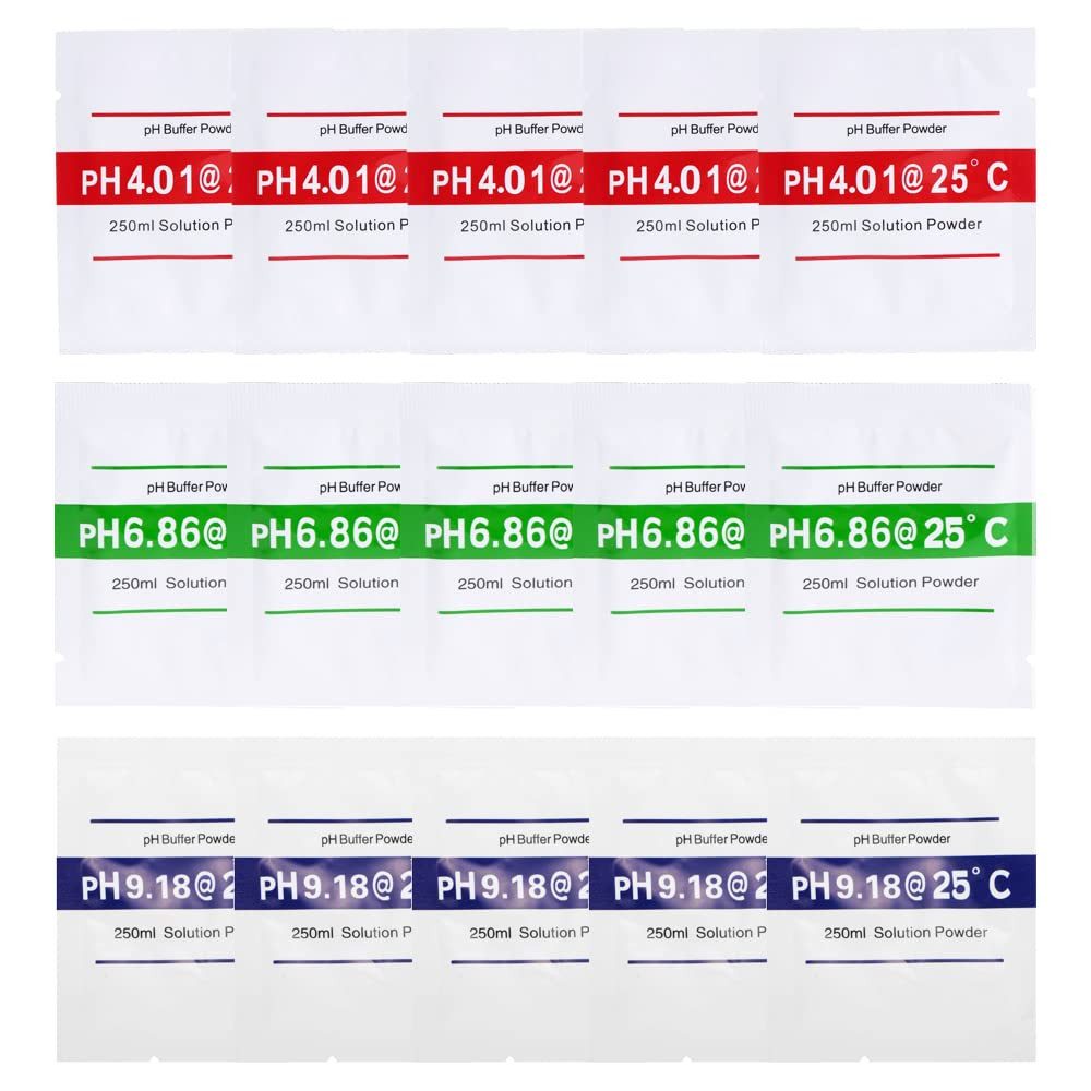 Nynelly 15 Pack Ph Meter Buffer Solution Powder Ph 6.86, 4.01, 9.18 for Precise