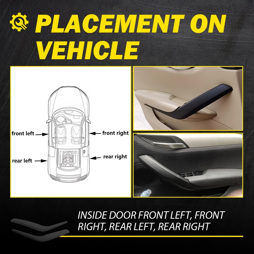 2PCS Inner Black Interior Door Pull Handle Panel Trim For X1 BMW E84 2009-2015