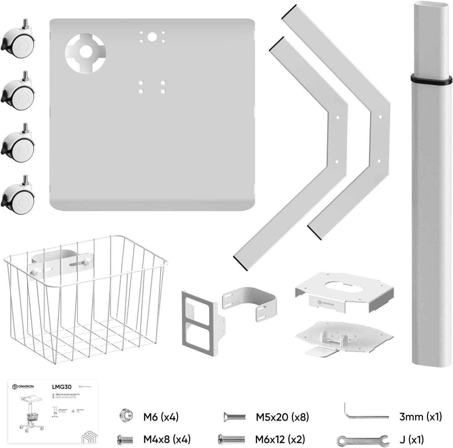 ONKRON Hospital Mobile Laptop Cart on Wheels with Load up to 17.6 lbs