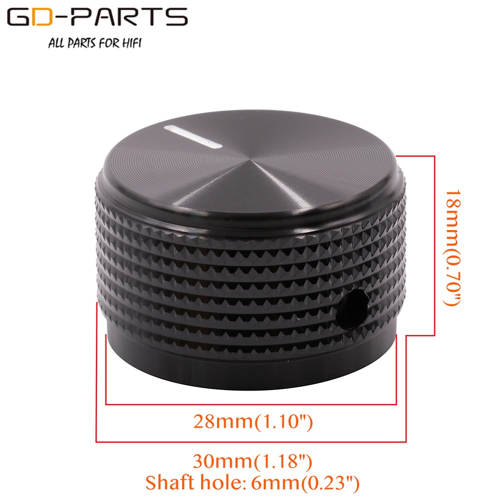 30mm Solid Aluminum Set Pointer Rotary Switch Knob For Hifi Audio Guitar AMP 2PC