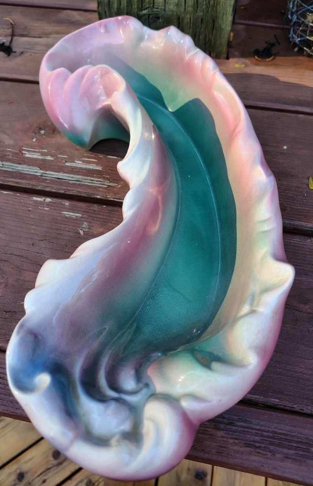 1952 Wave Shaped Ceramic Console Tray By Lane & Co.