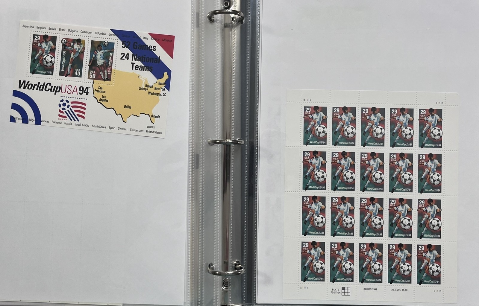 US PLATE BLOCKS, SHEETS, STRIPS, BLOCKS IN 3-RING BINDER, MNH FACE $180, LOT#93