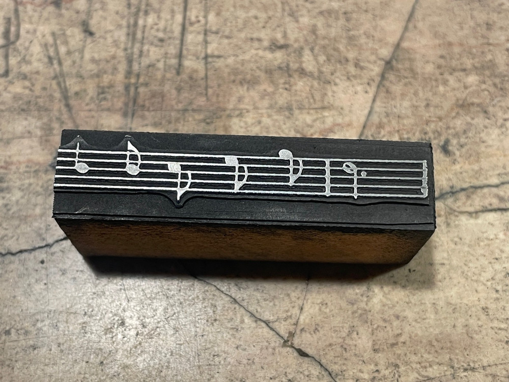 Printing Letterpress Printers Block Music Notes On Staff / Notation (2161)