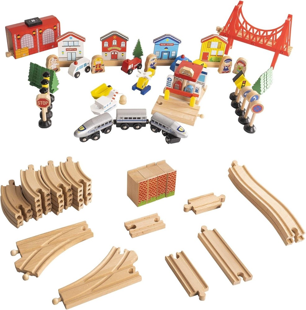 Wooden Train Table with Accessories