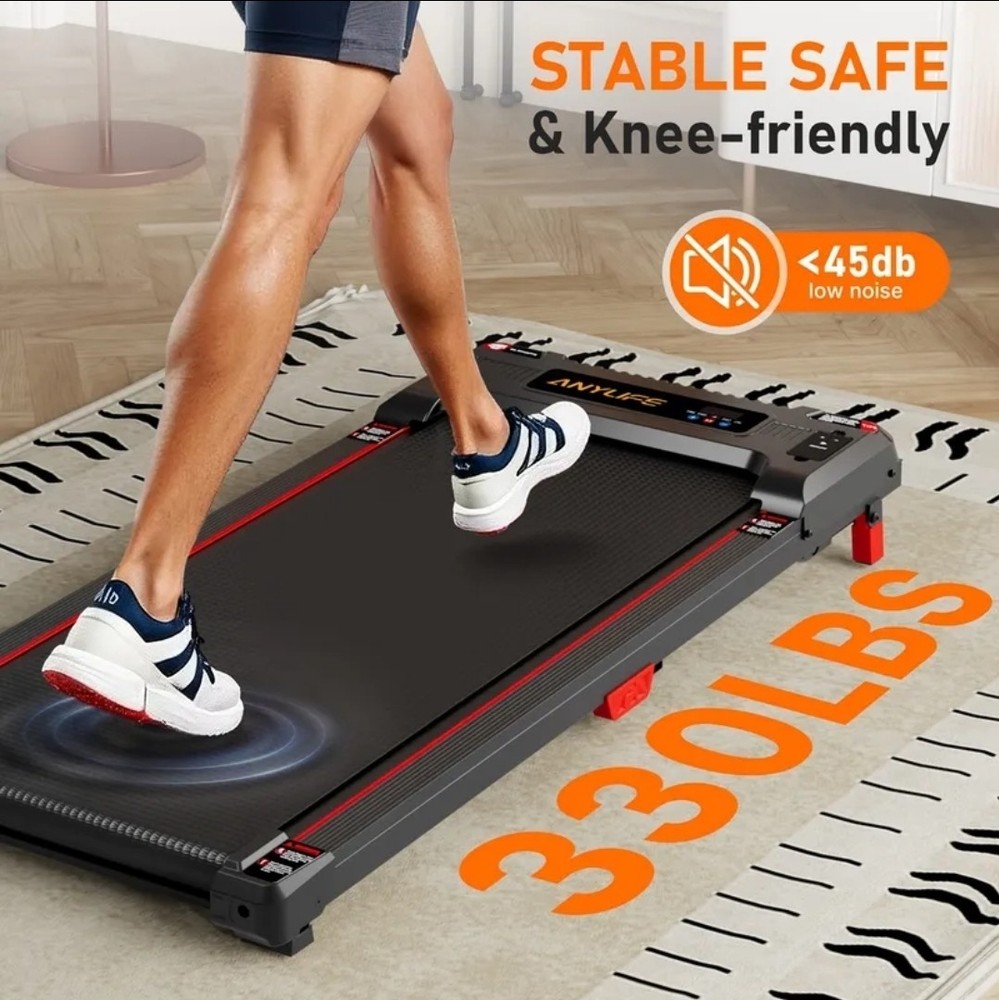 Under Desk Walking Pad Treadmill With Incline, LED Display, & Remote Control