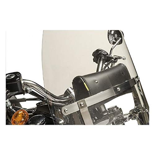 |Black Leather Motorcycle Windshield Bag with Strong Closure- TwistLock