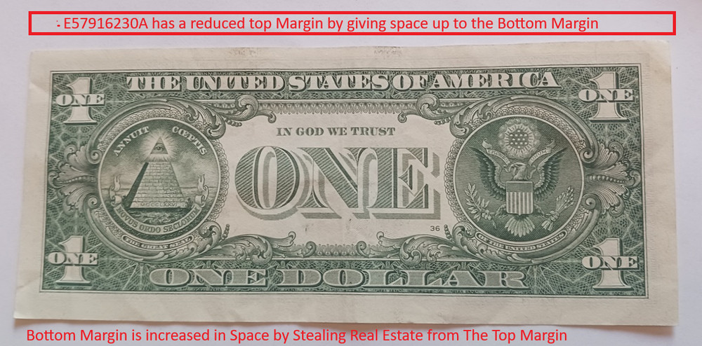 $1 Dollar Bill Misaligned Offset Print Error 2021 (E57916230A)