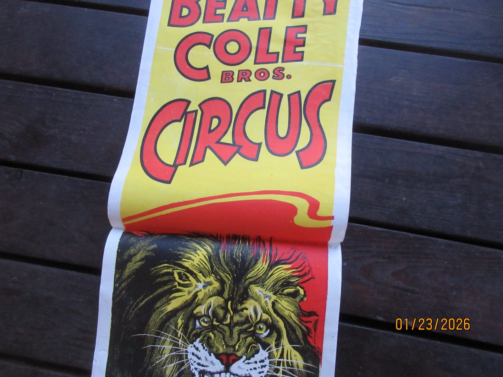 Vintage Clyde Beatty Cole Brothers Circus Poster World's Largest Circus Lion