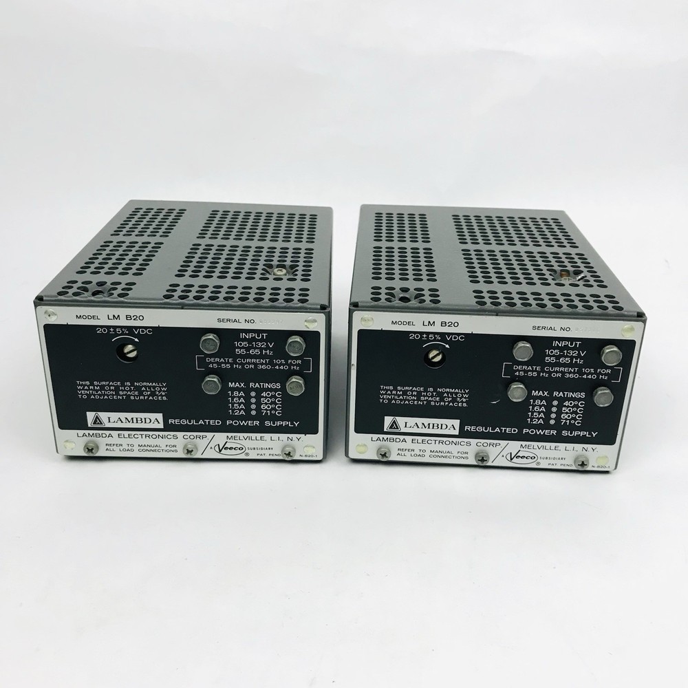 Lot of 2 Lambda LMB20 LM B20 Regulated Power Supply 20 VDC Untested
