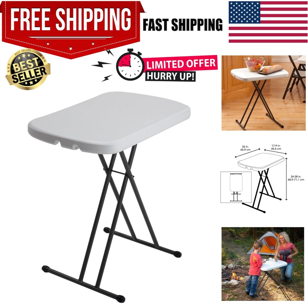 Multi-Functional 26-Inch Adjustable Folding Table - Perfect for TV & Crafts
