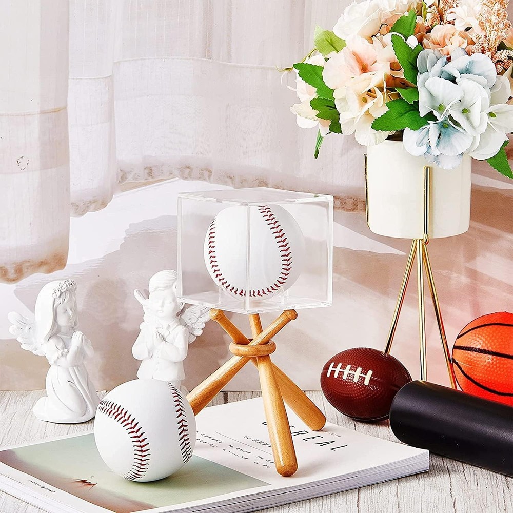 Baseball Display Case, UV Protected Acrylic Cube Holder Square Clear