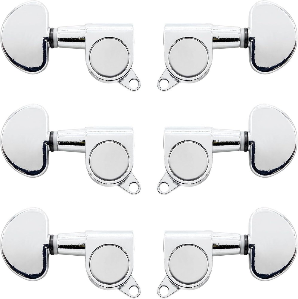 6Pcs 3+3 Guitar Tuning Pegs, Chrome Tuners Machine Head Knobs, silver