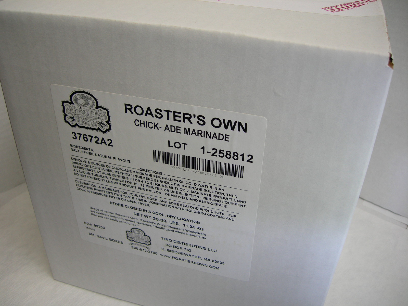 25 lb.bx.CHICK-ADE BRINE MARINADE FOR CHICKEN USE W/ BROASTER* FRYER OR VACUUM