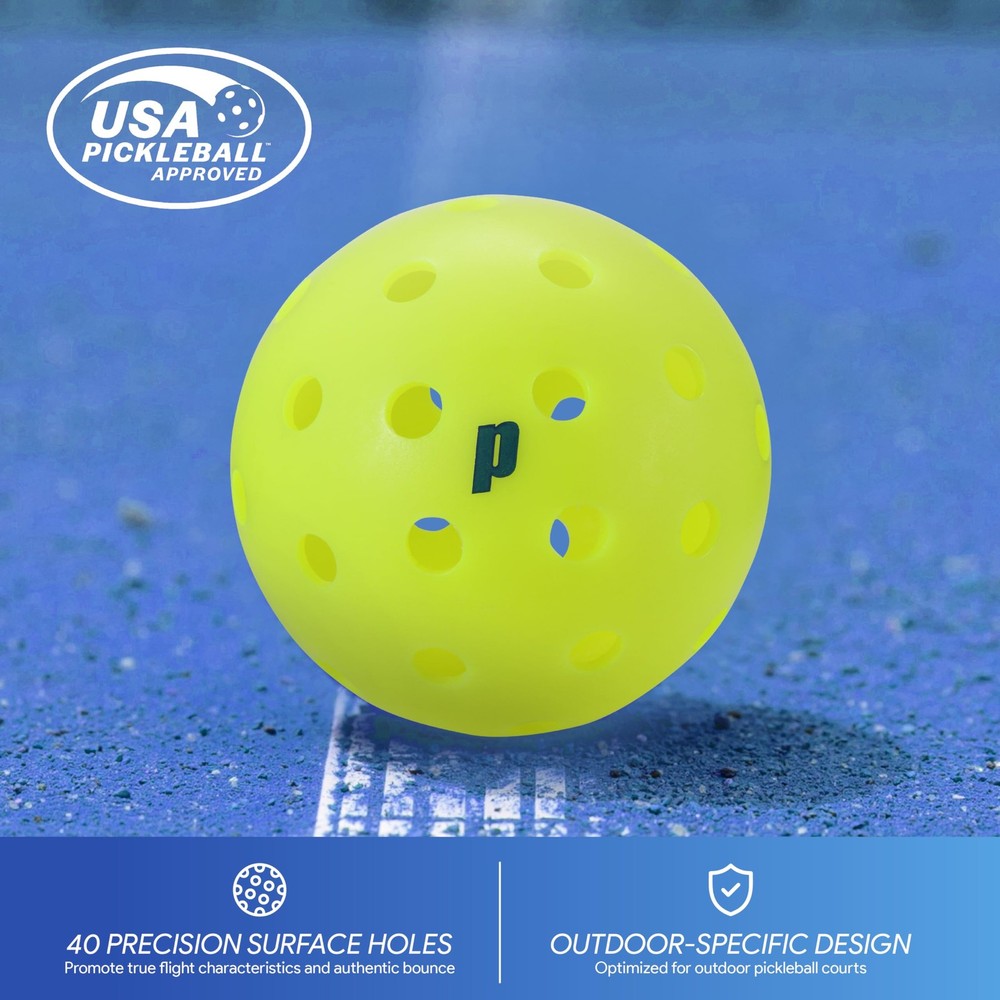 Prince - Performance Pickleballs, Optimized Pickleballs - 3 Pack, Yellow