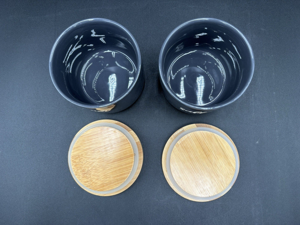 Salt & Pepper Container Cellars Jar Bamboo Lid Cuisinart Ceramic Gray EUC