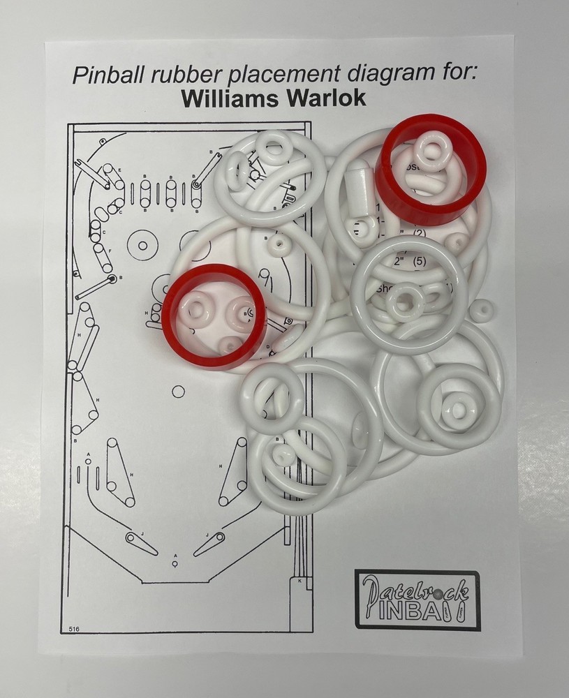 1982 Williams Warlok Pinball Machine Rubber Ring Kit **Customize Your Kit**
