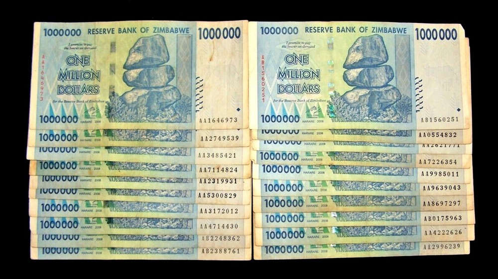 20 x Zimbabwe 1 Million Dollar banknotes-currency