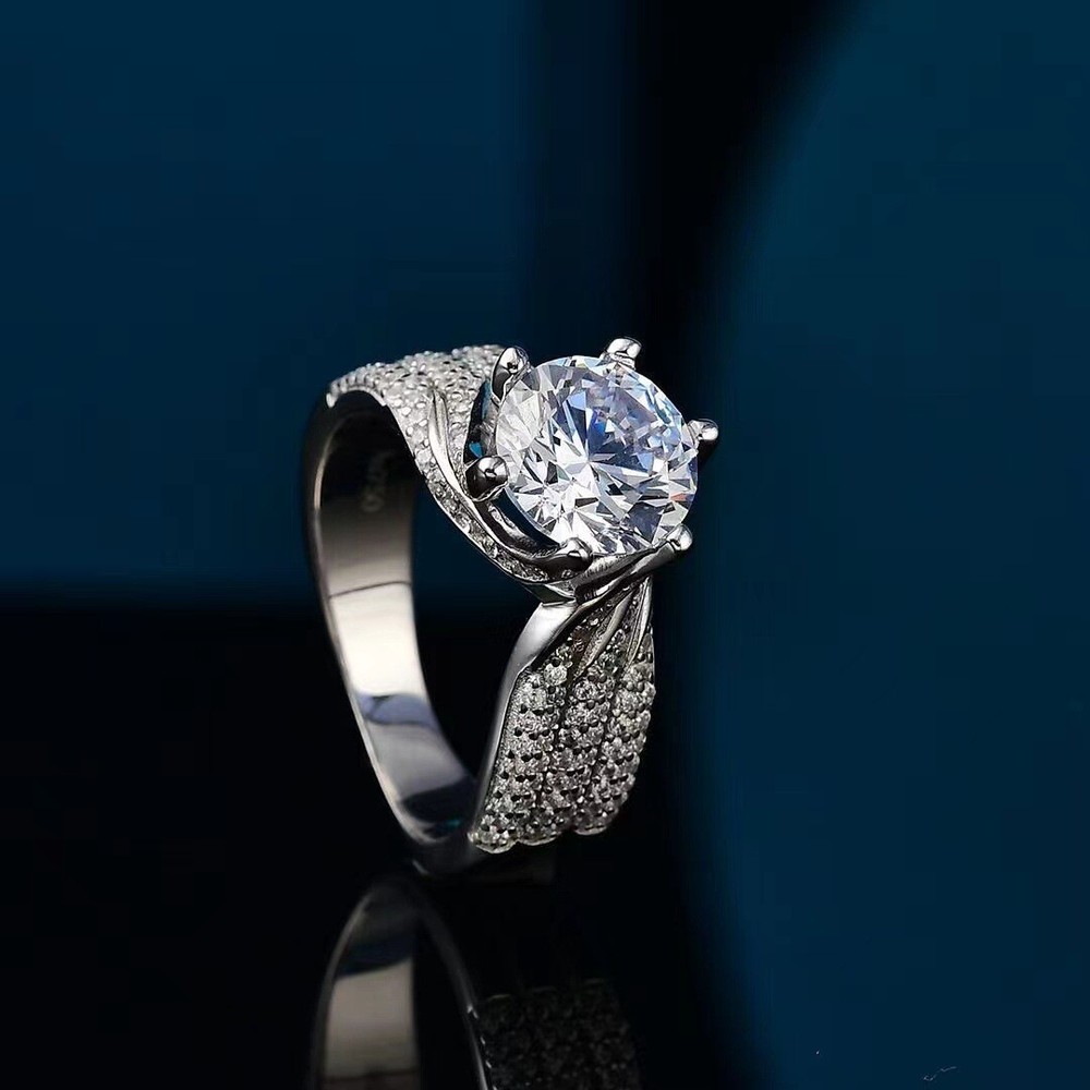 Huge 5 Carat CZ Diamond Solitaire Crown Pave Setting Ring Queenly Statement Ring