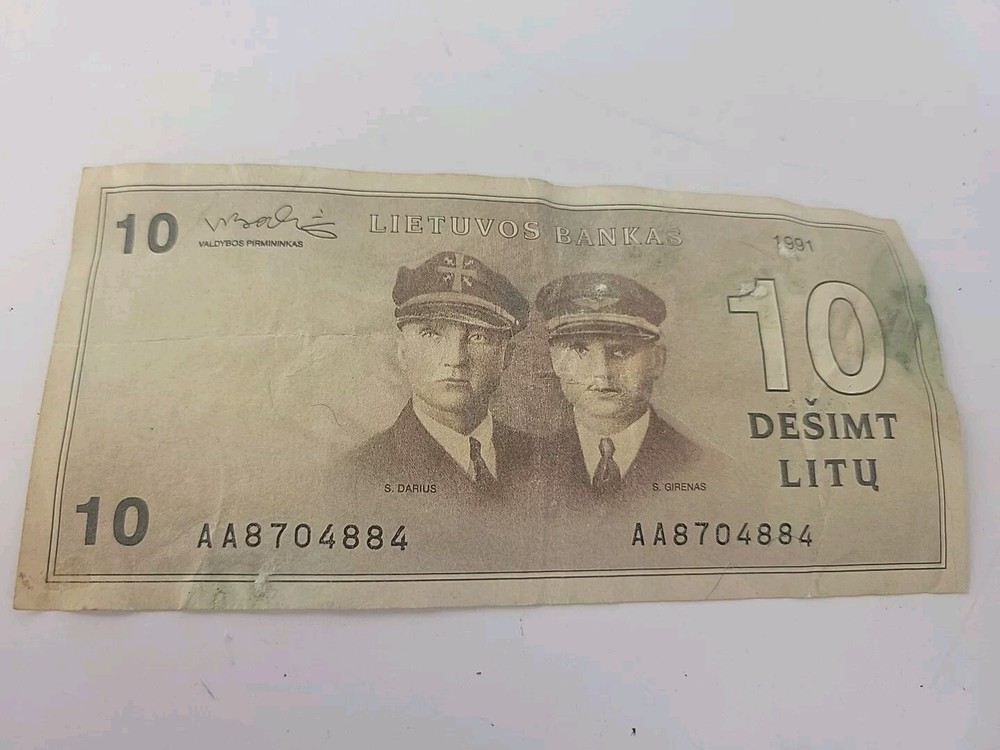 Lithuania 10 Litu Incorrect Spelling GIRENAS.